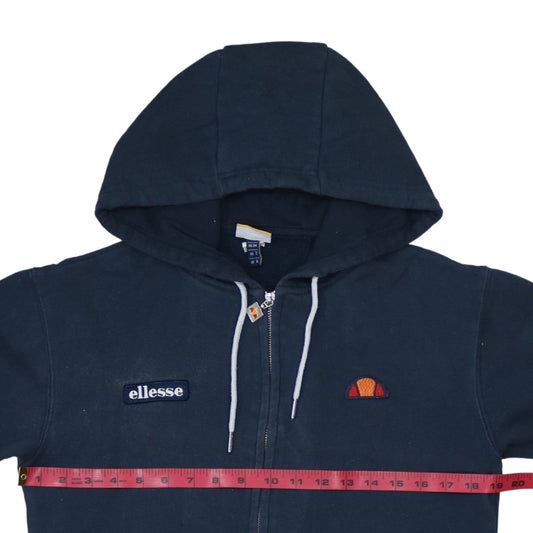 Ellesse Women's Navy Full Zip Hoodie UK 6 Cotton Blend Casual Sweatshirt