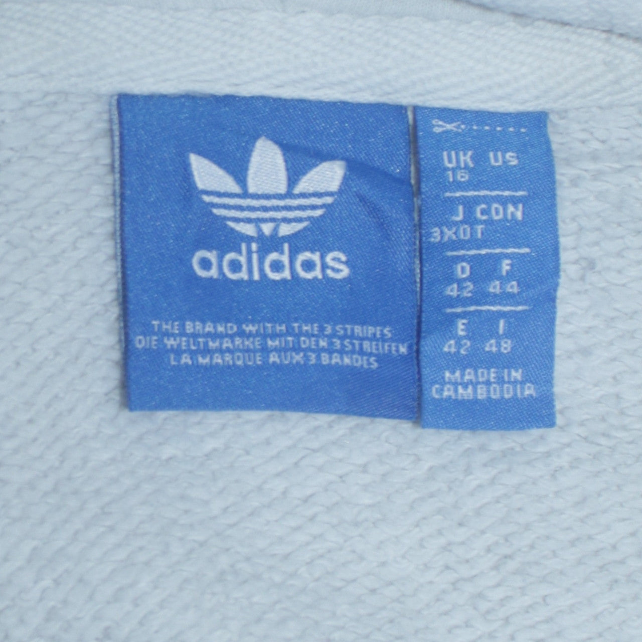 Adidas Womens White Grey Navy Hoodie Size 16 Pullover Cotton