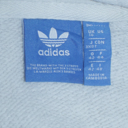 Adidas Womens White Grey Navy Hoodie Size 16 Pullover Cotton