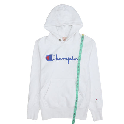 Champion Men's White Medium Pullover Hoodie with Embroidered Logo