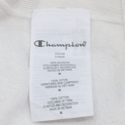 Champion Men's White Medium Pullover Hoodie with Embroidered Logo