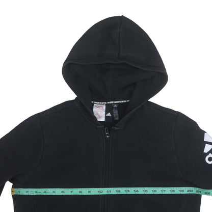 Adidas Boys Black Full Zip Hoodie Size 15-16 Years Cotton Blend