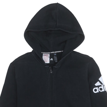 Adidas Boys Black Full Zip Hoodie Size 15-16 Years Cotton Blend