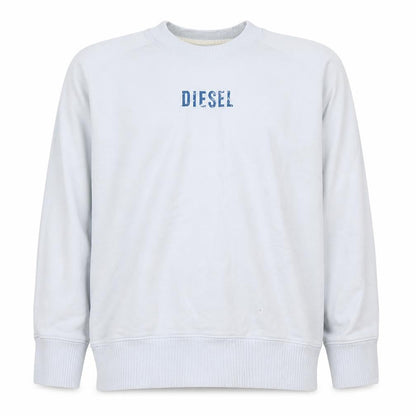 Diesel Men's White Crew Neck Logo Pullover Sweatshirt L