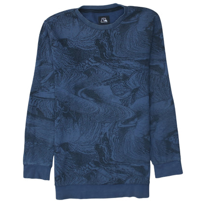 Quiksilver Men's Blue Graphic Crew Neck Pullover Sweatshirt Size S