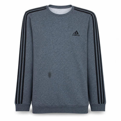 adidas Men’s Grey Crew Neck Sweatshirt L Pullover Fleece Sportswear