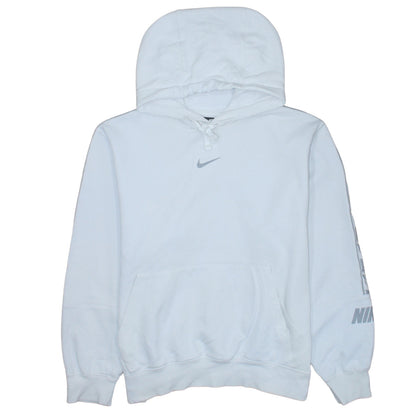 Nike Men White Pullover Hoodie S Sports Logo Fleece Sweatshirt