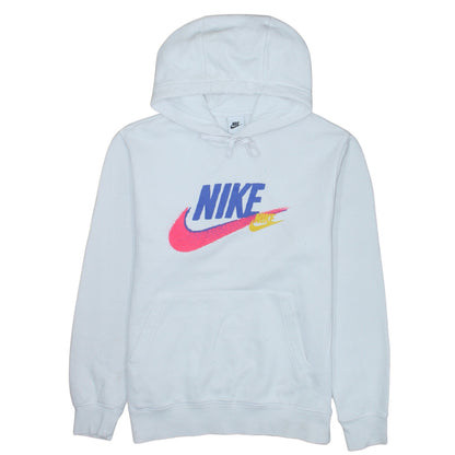 Nike Women's White Pullover Hoodie Small Logo Print Cotton Blend