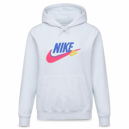 Nike Women's White Pullover Hoodie Small Logo Print Cotton Blend