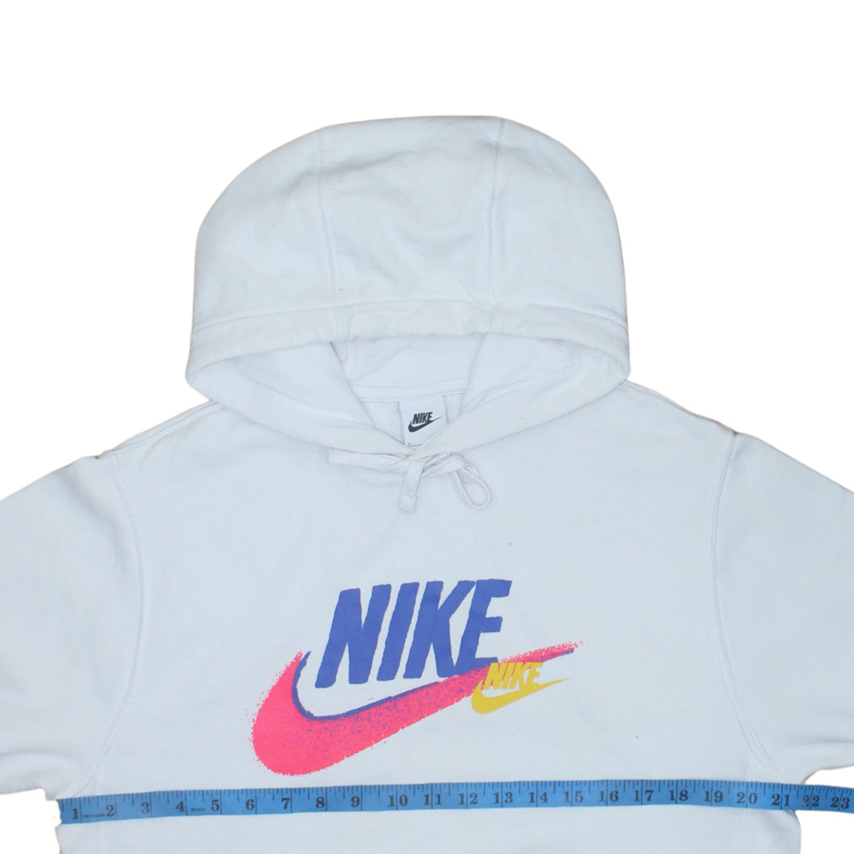 Nike Women's White Pullover Hoodie Small Logo Print Cotton Blend