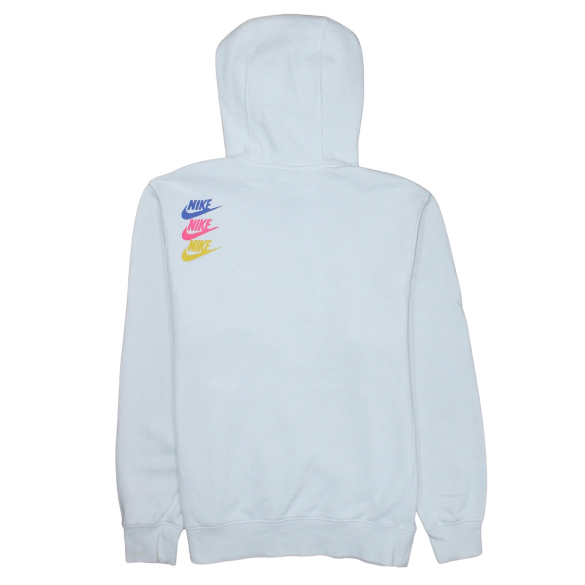 Nike Women's White Pullover Hoodie Small Logo Print Cotton Blend