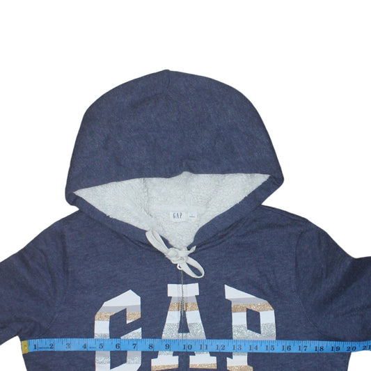 GAP Womens Blue Full Zip Hooded Sweatshirt Size S Sherpa Lined