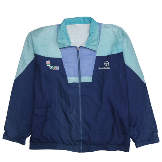 Sergio Tacchini Men's Blue Colourblock Track Jacket Size M