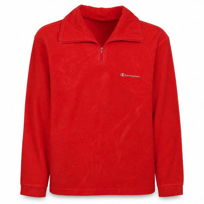 Champion Mens Red Fleece Quarter Zip Pullover Sweatshirt Size M