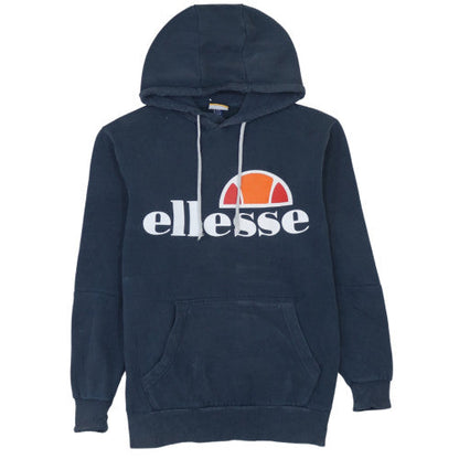 Ellesse Mens Blue Pullover Hoodie Small Logo Graphic Fleece