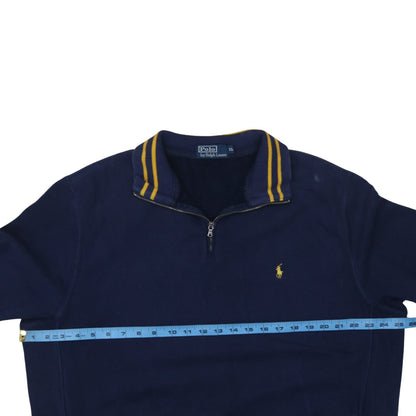 Polo Ralph Lauren Men's Blue XL 1/4 Zip Collared Sweatshirt