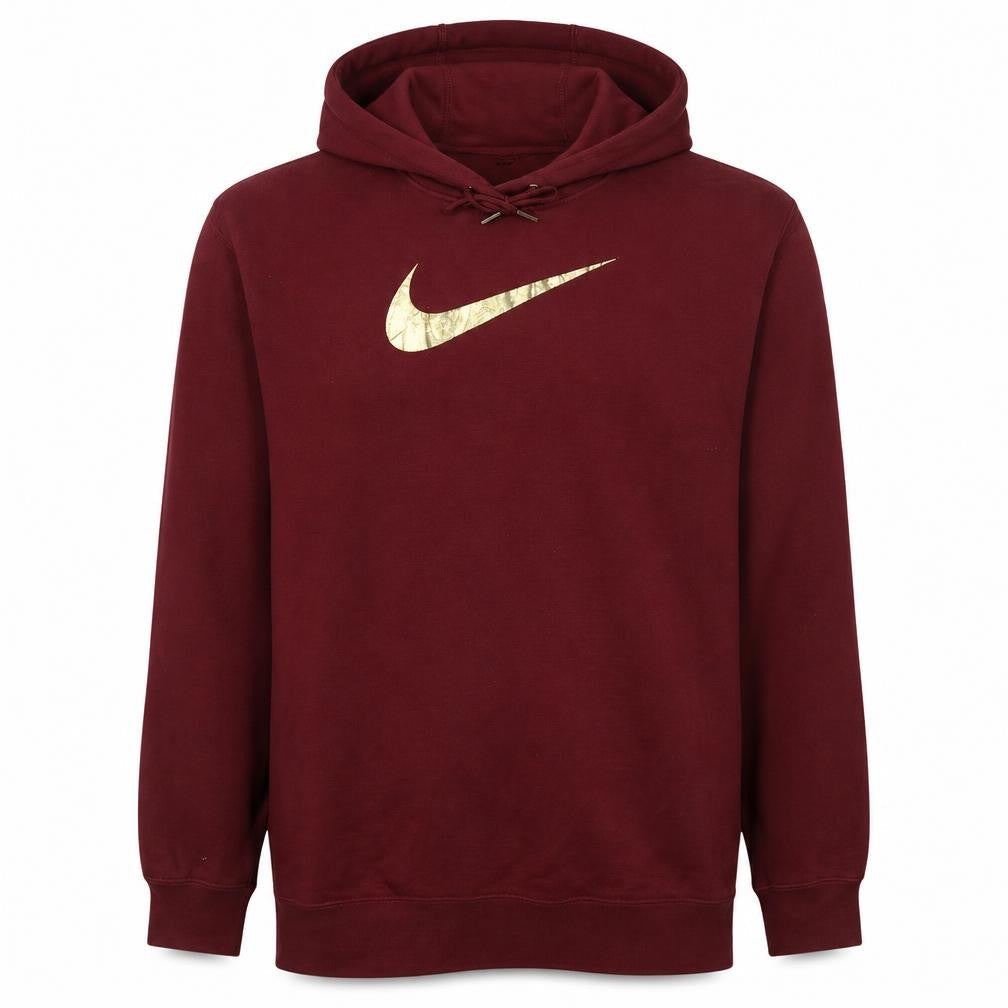Nike Womens Burgundy Gold Logo Pullover Hoodie Size M