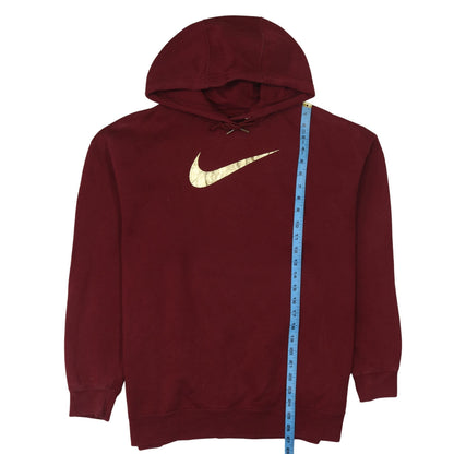 Nike Womens Burgundy Gold Logo Pullover Hoodie Size M
