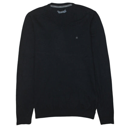 Calvin Klein Jeans Men's Black V-Neck Cotton Cashmere Jumper Size S