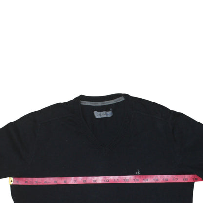 Calvin Klein Jeans Men's Black V-Neck Cotton Cashmere Jumper Size S
