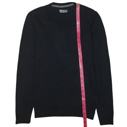 Calvin Klein Jeans Men's Black V-Neck Cotton Cashmere Jumper Size S