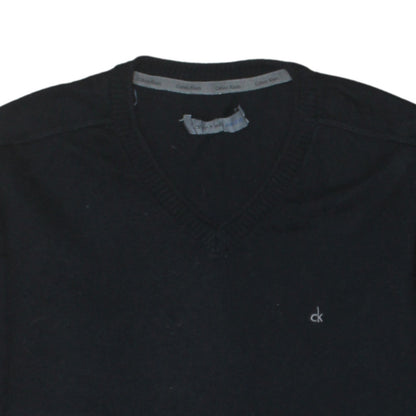 Calvin Klein Jeans Men's Black V-Neck Cotton Cashmere Jumper Size S