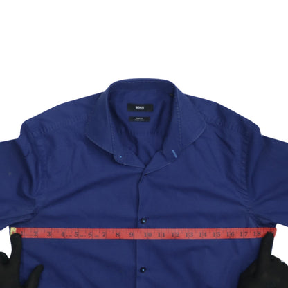 Hugo Boss Men’s Blue Slim Fit Easy Iron Long Sleeve Shirt Size 15