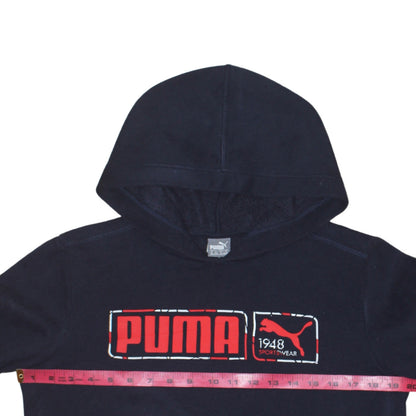 Puma Boys Navy Blue Pullover Hoodie Size 14 Years Cotton Blend Sportswear