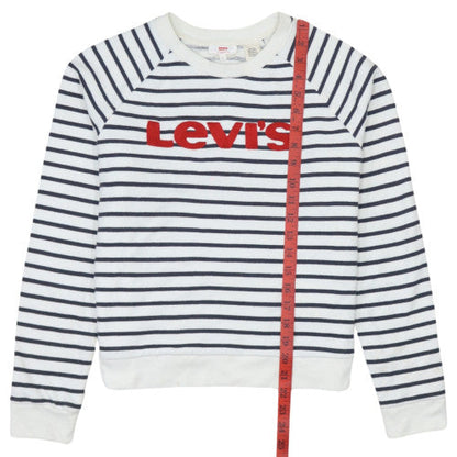 Levi's Women's Navy Stripe Crew Neck Pullover Sweatshirt Size S