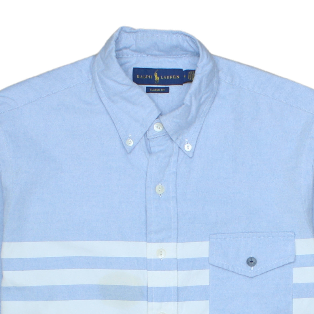 Ralph Lauren Men's Blue Classic Fit Short Sleeve Button-Up Shirt Size M