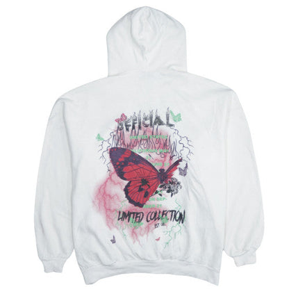 Boohoo Women's White Graphic Butterfly Pullover Hoodie Size S
