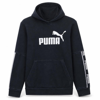 Puma Boys Black Pullover Hoodie L Logo Fleece Sportswear