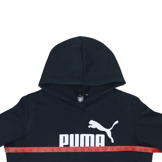 Puma Boys Black Pullover Hoodie L Logo Fleece Sportswear
