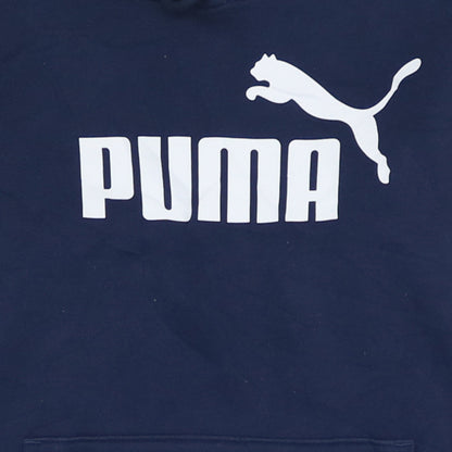 Puma Women's Blue Pullover Hoodie Size 10 Logo Print Fleece