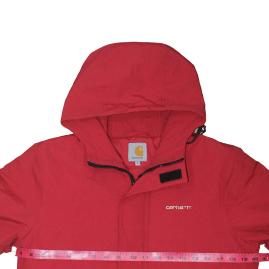 Carhartt Men's Red Hooded Nylon Winter Jacket Size S