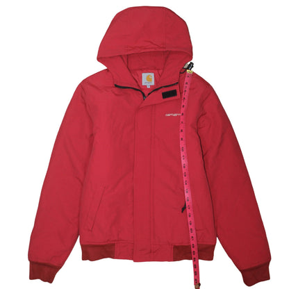 Carhartt Men's Red Hooded Nylon Winter Jacket Size S