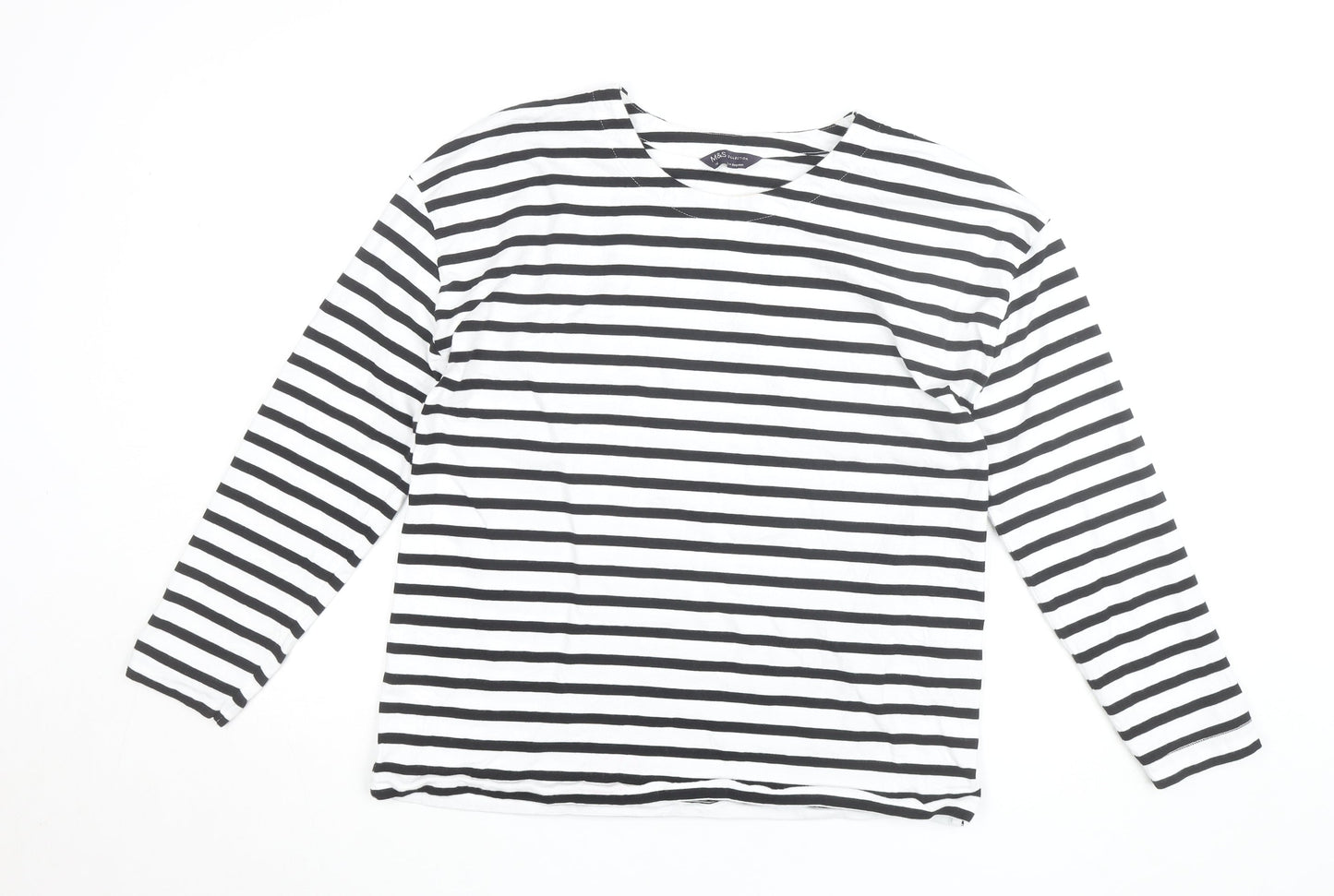 Marks and Spencer Women’s Striped Long Sleeve Cotton T-Shirt Size 16