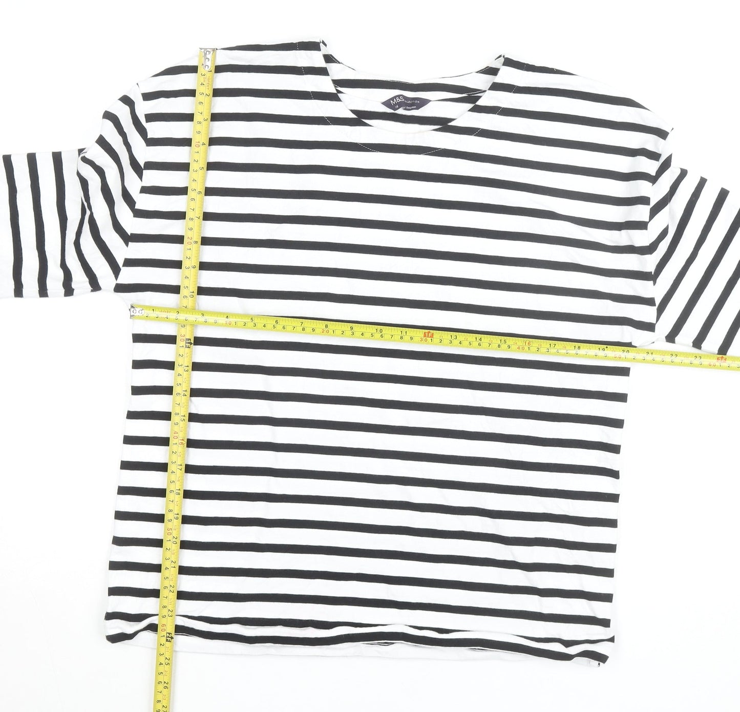 Marks and Spencer Women’s Striped Long Sleeve Cotton T-Shirt Size 16