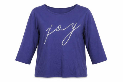 Capsule Women Blue 3/4 Sleeve Sequin Joy Cotton T-Shirt Size 22