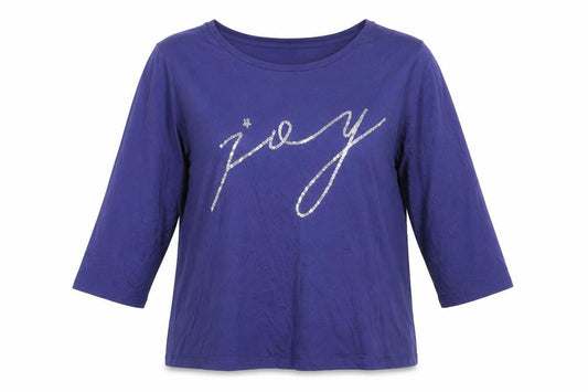 Capsule Women Blue 3/4 Sleeve Sequin Joy Cotton T-Shirt Size 22