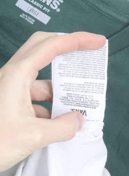 Vans Men’s Green White Colourblock Classic Fit T-Shirt Size L