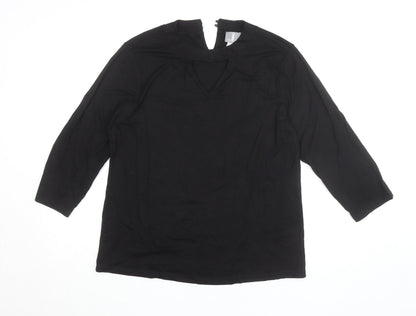 Fair Lady Womens Black Viscose 3/4 Sleeve Blouse Size 14