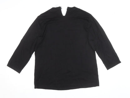 Fair Lady Womens Black Viscose 3/4 Sleeve Blouse Size 14
