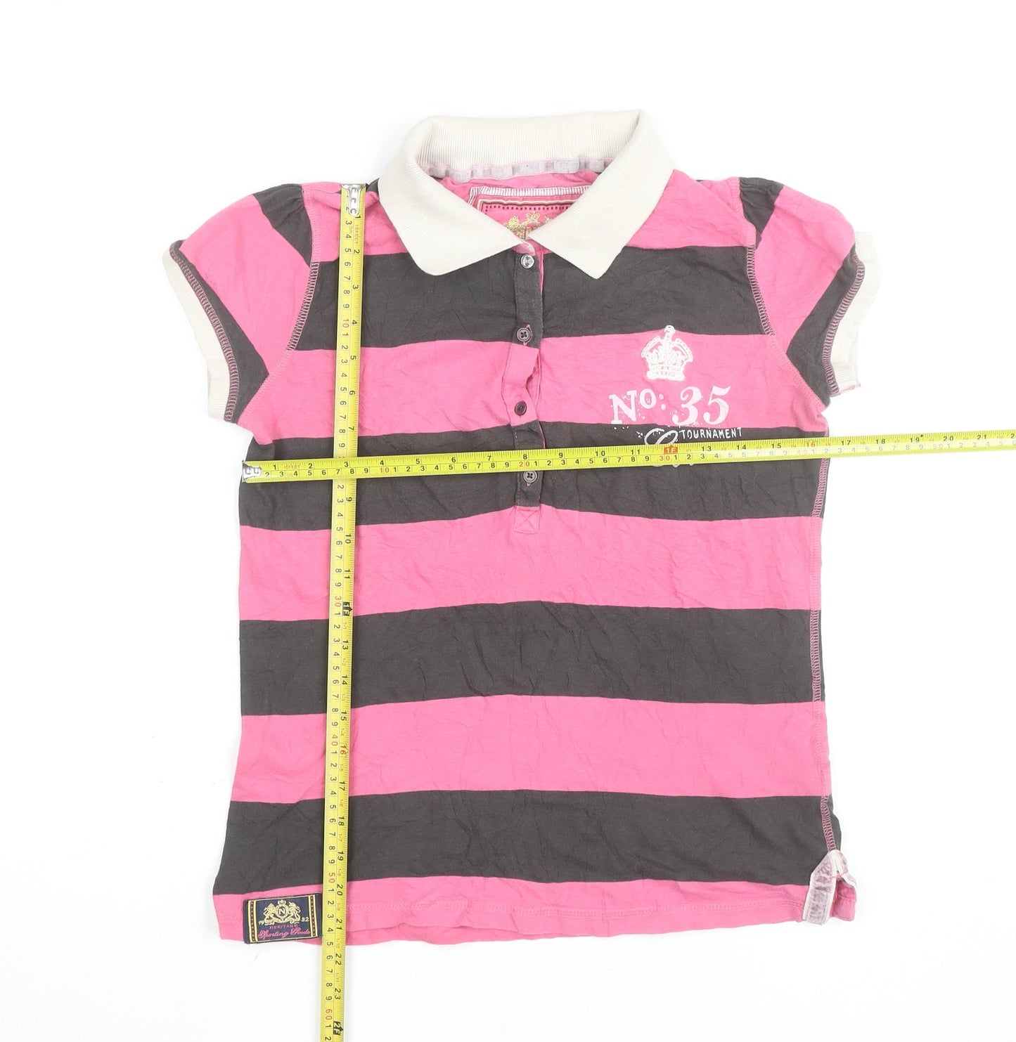 Next Womens Pink Striped Polo Shirt Size 10 Collared Short Sleeve
