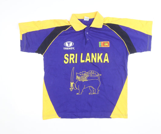 Trendy Men’s Blue Sri Lanka Sports Polo Shirt Size XL Cotton