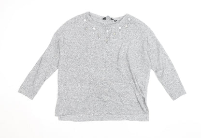 Dorothy Perkins Women’s Grey Beaded Knit Blouse Size 10