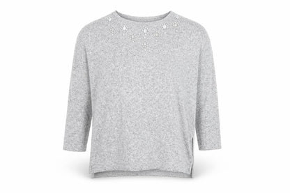 Dorothy Perkins Women’s Grey Beaded Knit Blouse Size 10