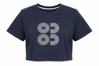 Sweaty Betty Womens Blue XS Cropped Geometric Cotton T-Shirt