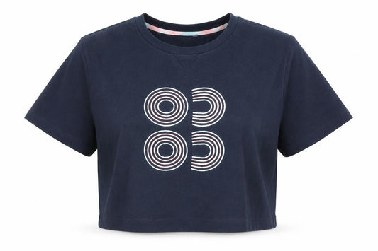 Sweaty Betty Womens Blue XS Cropped Geometric Cotton T-Shirt