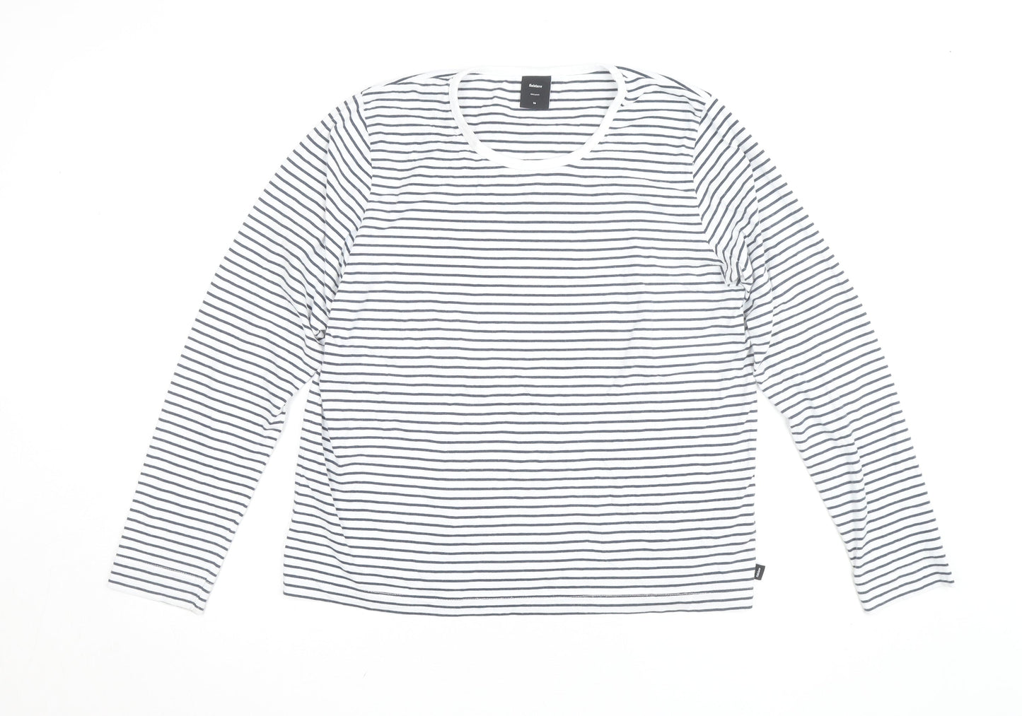 Finisterre Women White Striped Organic Cotton Long Sleeve T-Shirt Size 16